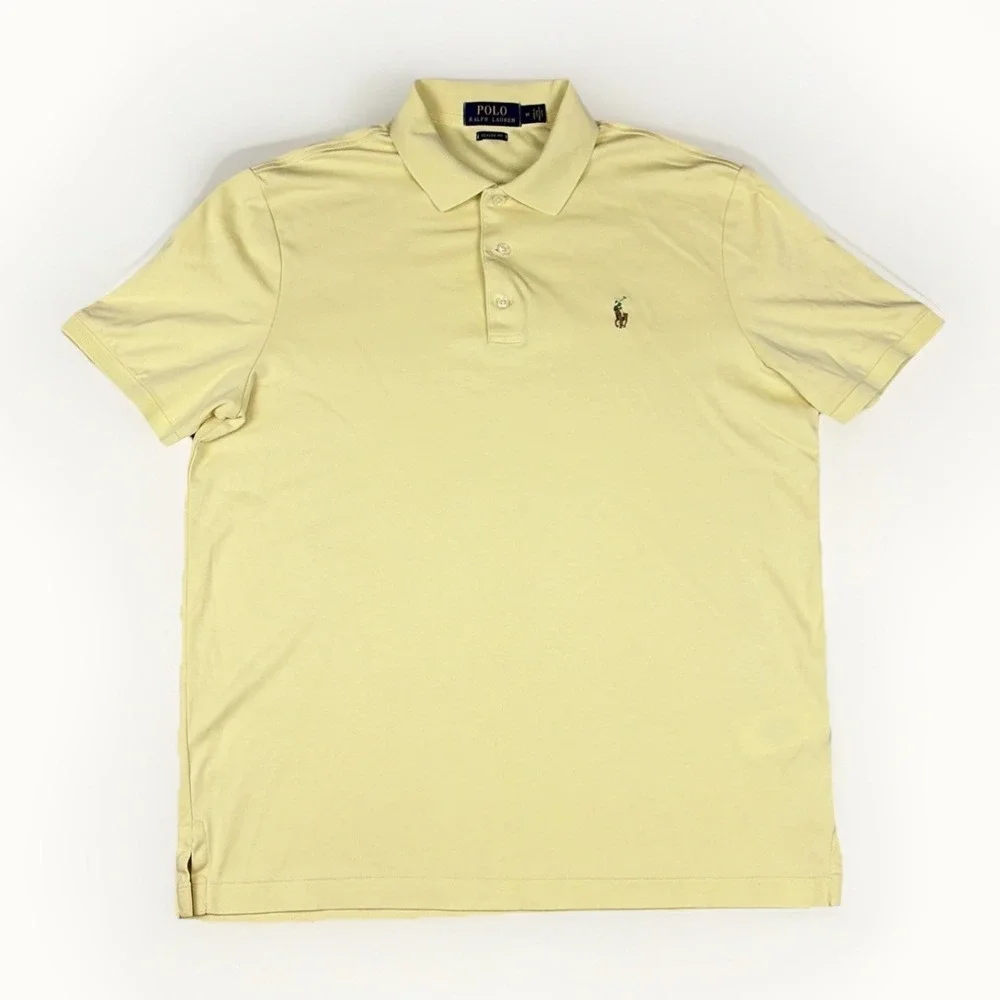 Polo Ralph Lauren Polo Shirt Mens Medium Yellow Classic Fit Short Sleeve Pony